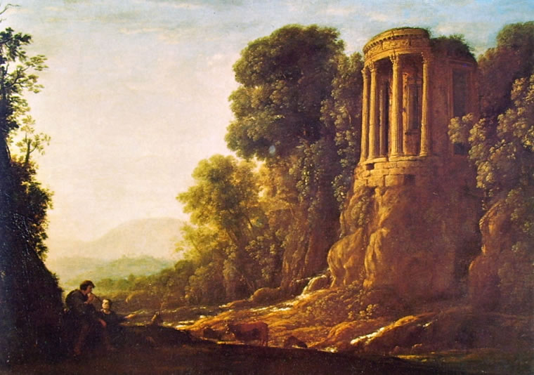 Lorrain (Claude Gellée): Paesaggio con il Tempio della Sibilla a Tivoli
