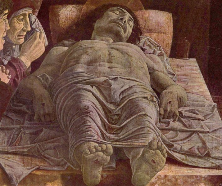 Andrea Mantegna: Cristo morto, cm. 66 x 81, Pinacoteca di Brera, Milano.