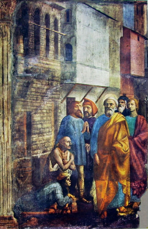 Masaccio: Cappella Brancacci: San Pietro risana gli infermi