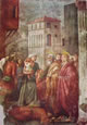 54 Masaccio - cappella Brancacci - la distribuzione dei beni