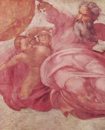 Michelangelo - Volta della Cappella Sistina, particolare della Creazione degli astri