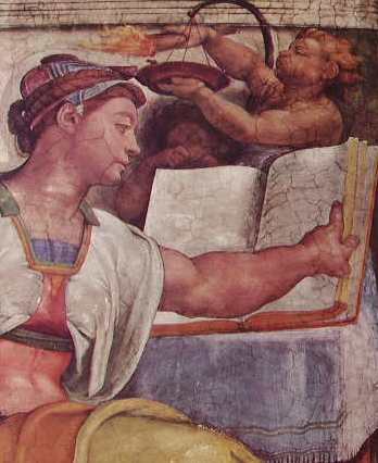 Michelangelo - La Volta della Cappella Sistina, partic. della Sibilla Eritrea