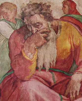 Michelangelo - Volta della Cappella Sistina, particolare del profeta Geremia