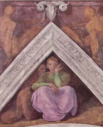 Michelangelo - Volta della Sistina, part.lare di Una Vela e relativi Nudi bronzei, Vaticano