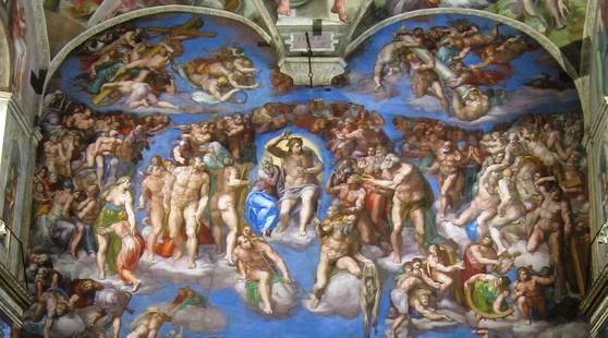 Michelangelo - Il Giudizio Universale, nella Cappella Sistina in Vaticano Parte alta