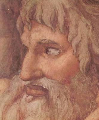 Michelangelo - Giudizio Universale, particolare del presunto S. Paolo 