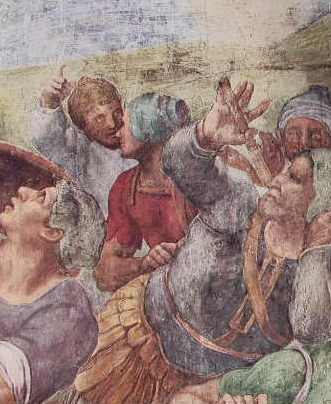 Michelangelo - La conversione di Saulo, particolare di soldati, Cappella Paolina