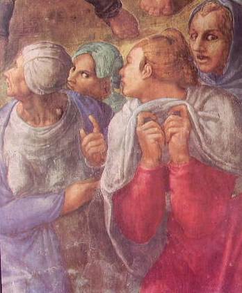 Michelangelo - La crocifissione S. Pietro, particolare dei dolenti, Cappella Paolina