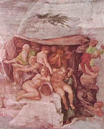 Michelangelo - Volta della Cappella Sistina, particolare del Diluvio Universale