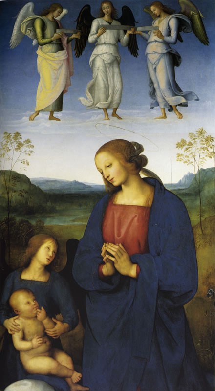 Pietro Perugino: Polittico della Certosa di Pavia, 114 x 63,5 il pannello centrale, anno 1499 circa, National Gallery di Londra.