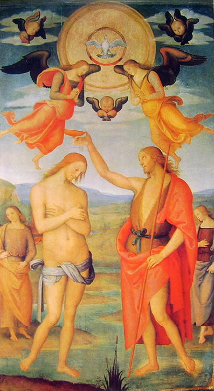 Il Perugino: Il battesimo di Cristo nel Polittico di Sant'Agostino