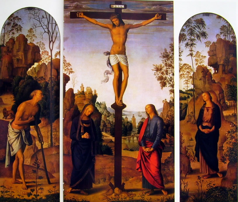 Il Perugino: Trittico Galitzin - San Gerolamo - il Crocifisso tra la Madonna e San Giovanni Evangelista - la Maddalena