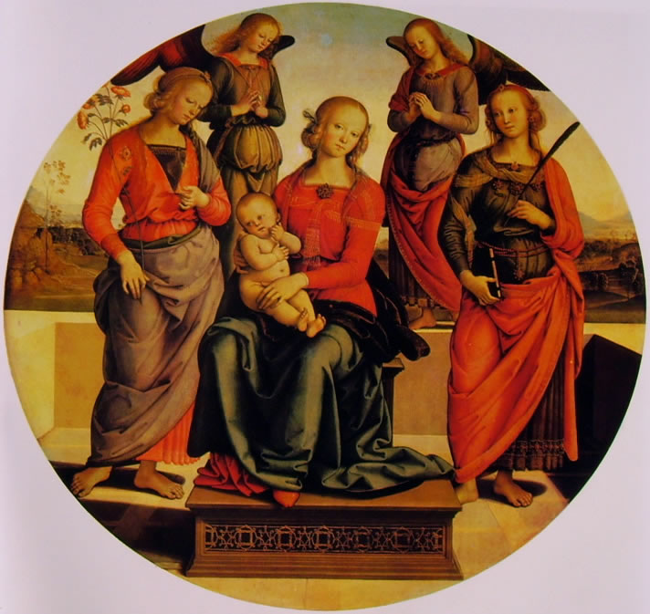 Il Perugino: Madonna in trono fra due angeli e le sante Rosa e Caterina d'Alessandria