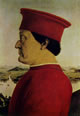 Piero della Francesca: Dittico dei duchi di Urbino, Ritratto di Federico II da Montefeltro, cm. 33, Galleria degli Uffizi, Firenze