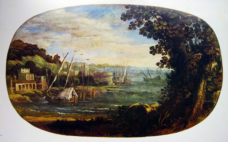 Pietro da Cortona: Paesaggio con barche