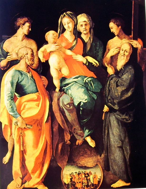 Il Pontormo: Pala di Sant'Anna - Madonna con il bambino, Sant'Anna ed altri Santi