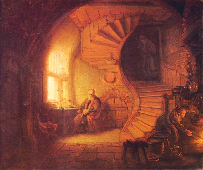 Rembrandt Harmenszoon Van Rijn: Studioso in meditazione