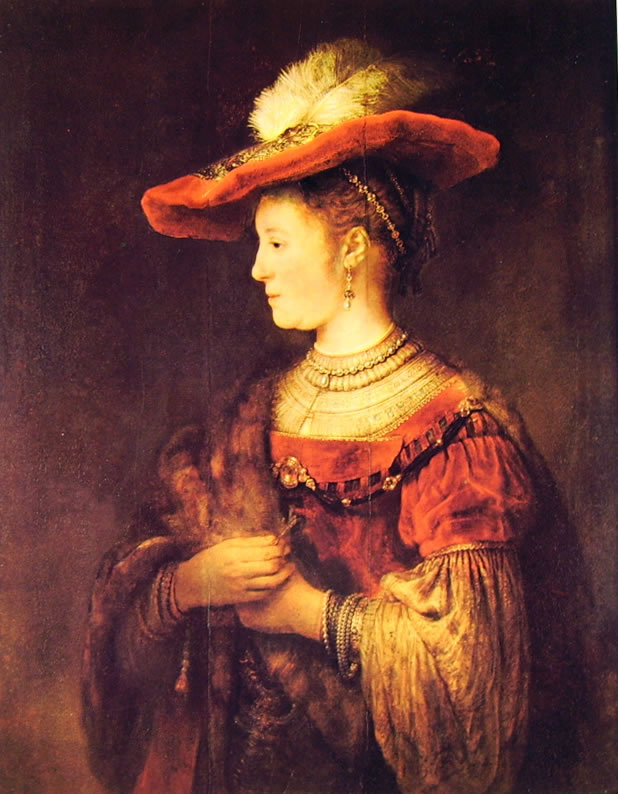 Rembrandt Harmenszoon Van Rijn: Ritratto di Saskia con cappello