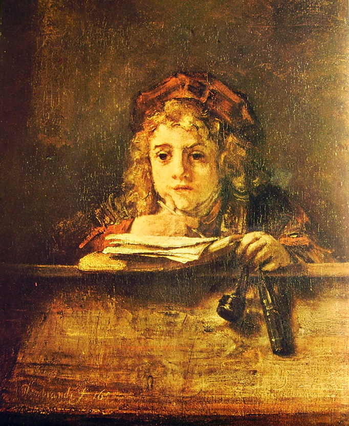Rembrandt Harmenszoon Van Rijn: Ritratto di Tito che studia