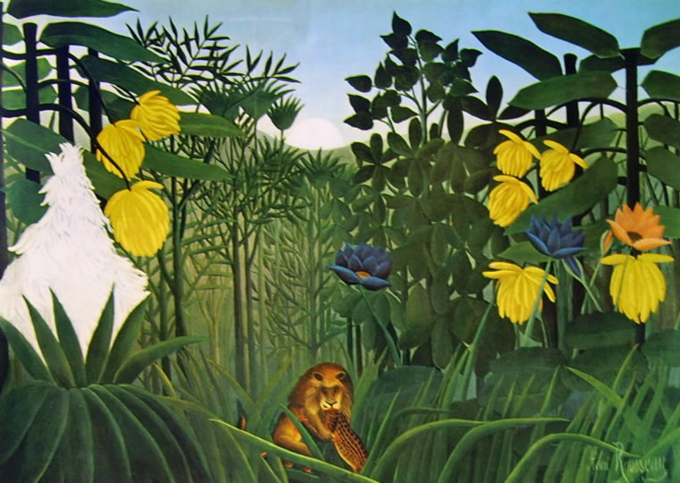 Rousseau il Doganiere: Pantera assalita da un leone