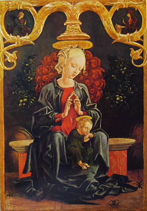 Cosmè Tura: Madonna col bambino in un giardino