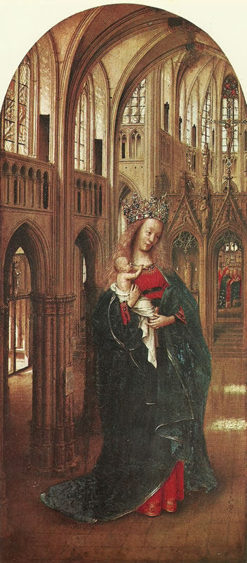 Jan van Eyck (1390 circa – 1441): Madonna in una chiesa gotica