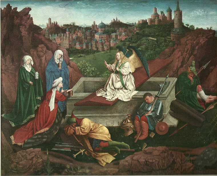 Jan van Eyck: Le tre Marie al sepolcro.