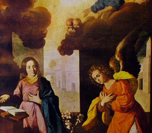 Francisco Zurbarán: Dipinti per Nuestra Señora de ... . Sopra: L'Annunciazione - cm. 261 x 175, Musée des Beaux Arts, Grenoble
