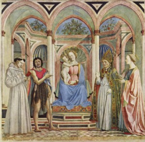 Domenico Veneziano: Pala di Santa Lucia dei Magnoli, tempera su tavola, 210 x 215 cm., anno 1445-1447, Galleria degli Uffizi. Firenze.