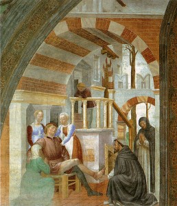 Miracolo di Narni – Affreschi della Cappella Portinari, 1464-1468, basilica di Sant’Eustorgio, Milano.