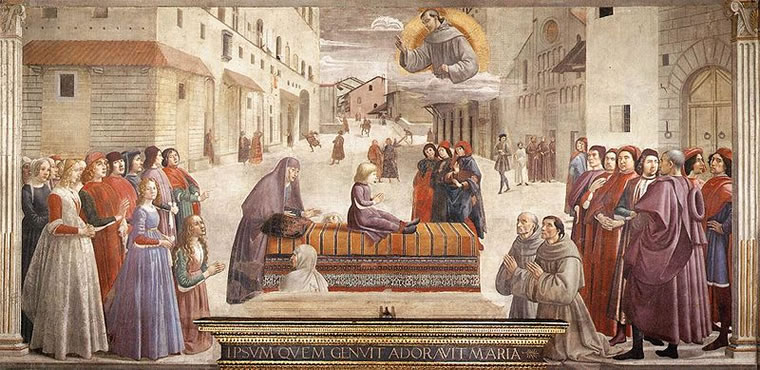 Domenico Ghirlandaio: Cappella Sassetti - Resurrezione del ragazzo