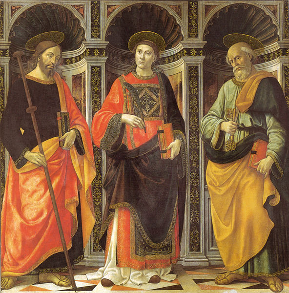 Domenico Ghirlandaio: Santo Stefano tra i santi Jacopo e Pietro