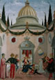 Pietro Perugino e la sua bottega - San Bernardino risana Giovanni Antonio da Parma ferito con una pala