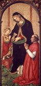 Madonna col Bambino scrivente e un vescovo inginocchiato
