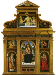 Pala di Santa Maria dei Fossi, anno 1496-1498, tecnica ad olio su tavola e su tela, 512 x 314 cm., Galleria Nazionale dell’Umbria, Perugia.