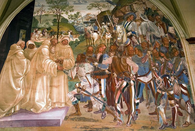 San Benedetto incontra re Totila e gli dà il benvenuto