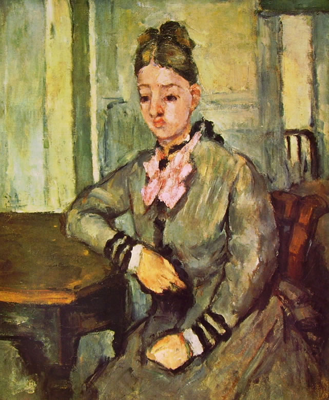 Paul Cezanne: La signora Cezanne appoggiata a un tavolo