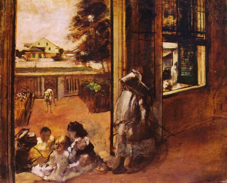 Edgar Degas: Bambini seduti sulla soglia di una casa