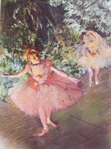 Ballerine sulla scena, 1880, pastello e tempera cm. 38 x 27 Collezione privata.
