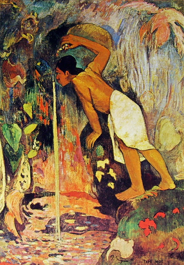Gauguin: Pape Moe o Donna Tahitiana che beve a una fonte