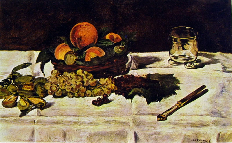 Edouard Manet: Natura morta, frutta su un tavolo