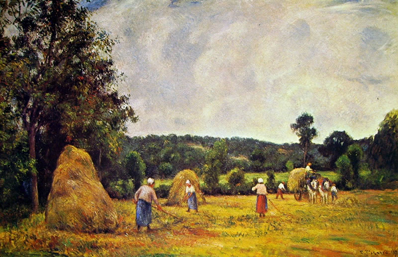 Camille Pissarro: Raccolta del fieno a Montfoucault