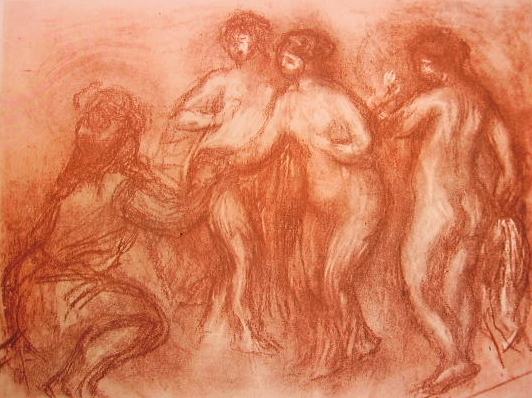 Renoir - Il giudizio di Paride, tecnica sanguigna e gesso bianco