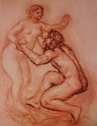 Renoir - Il Rodano e la Saona, tecnica a carboncino, gesso bianco e sanguigna
