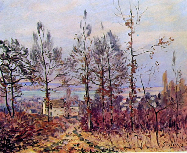 Alfred Sisley: Villaggio al limite del bosco (effetto d'autunno)