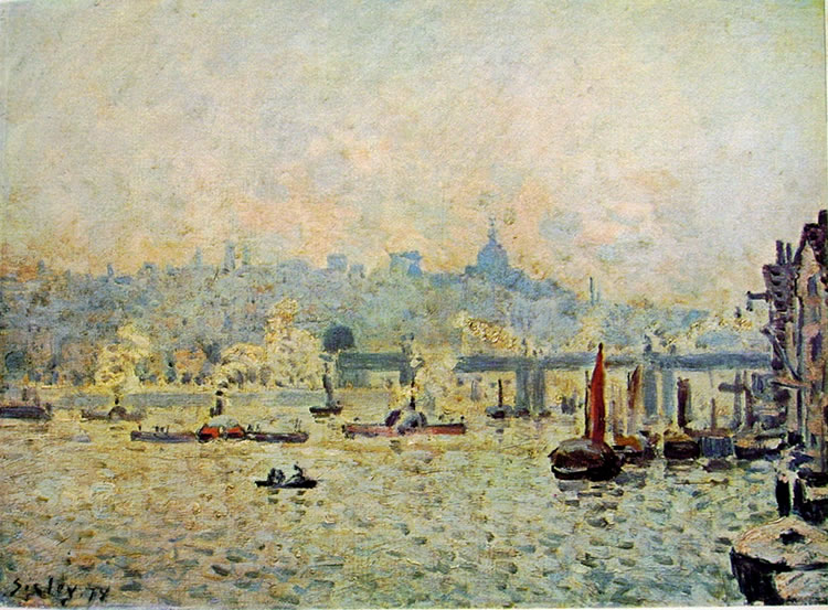 Alfred Sisley: Vista del Tamigi e del ponte di Charing Cross