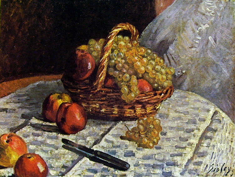 Alfred Sisley: Natura morta - mele e uva