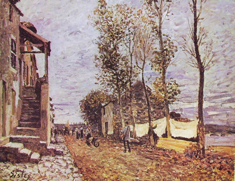 Alfred Sisley: Vecchie case a Saint Mammès.- Autunno