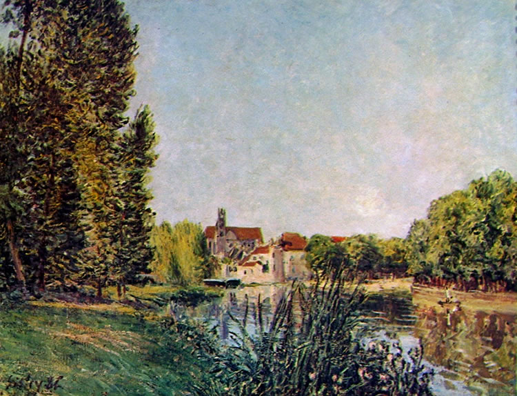 Alfred Sisley: Il Loing e la chiesa di Moret