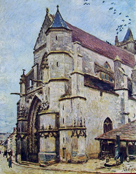 Alfred Sisley: La chiesa di Moret di pomeriggio